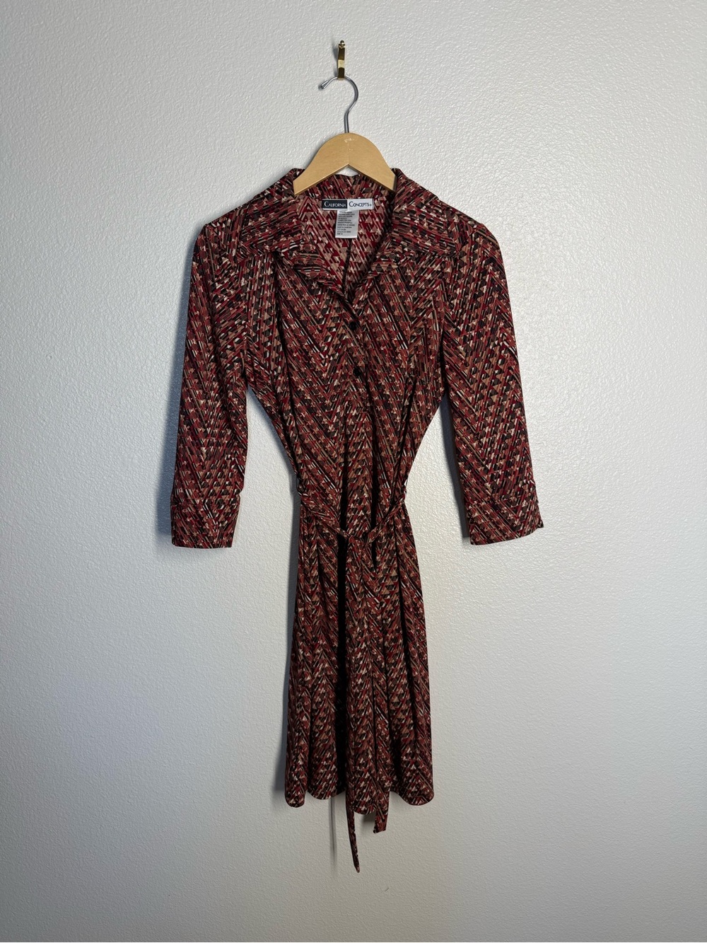 California concepts Red & Black Printed Wrap Dress with Tie Waist